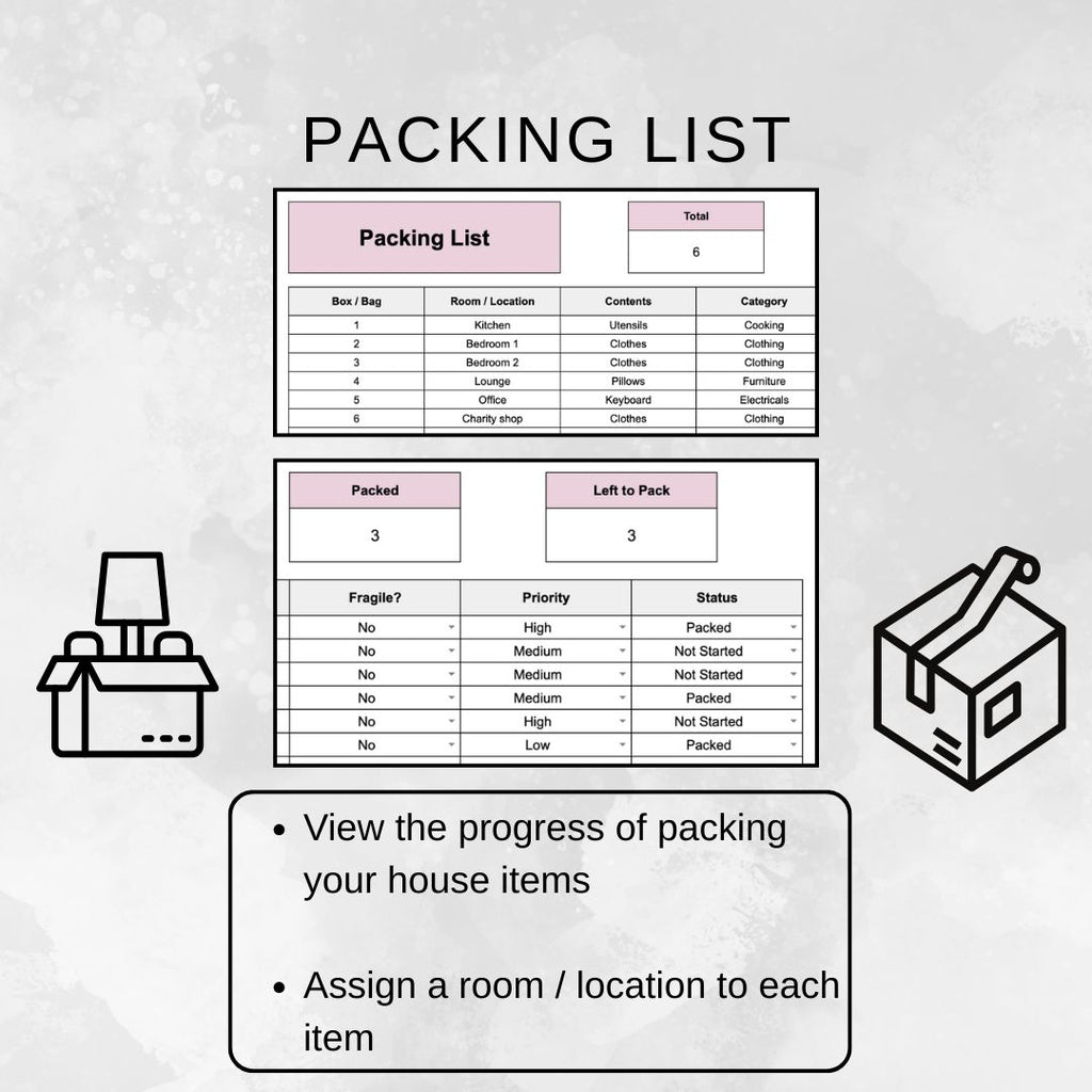 Moving Planner | Google Sheets Spreadsheet