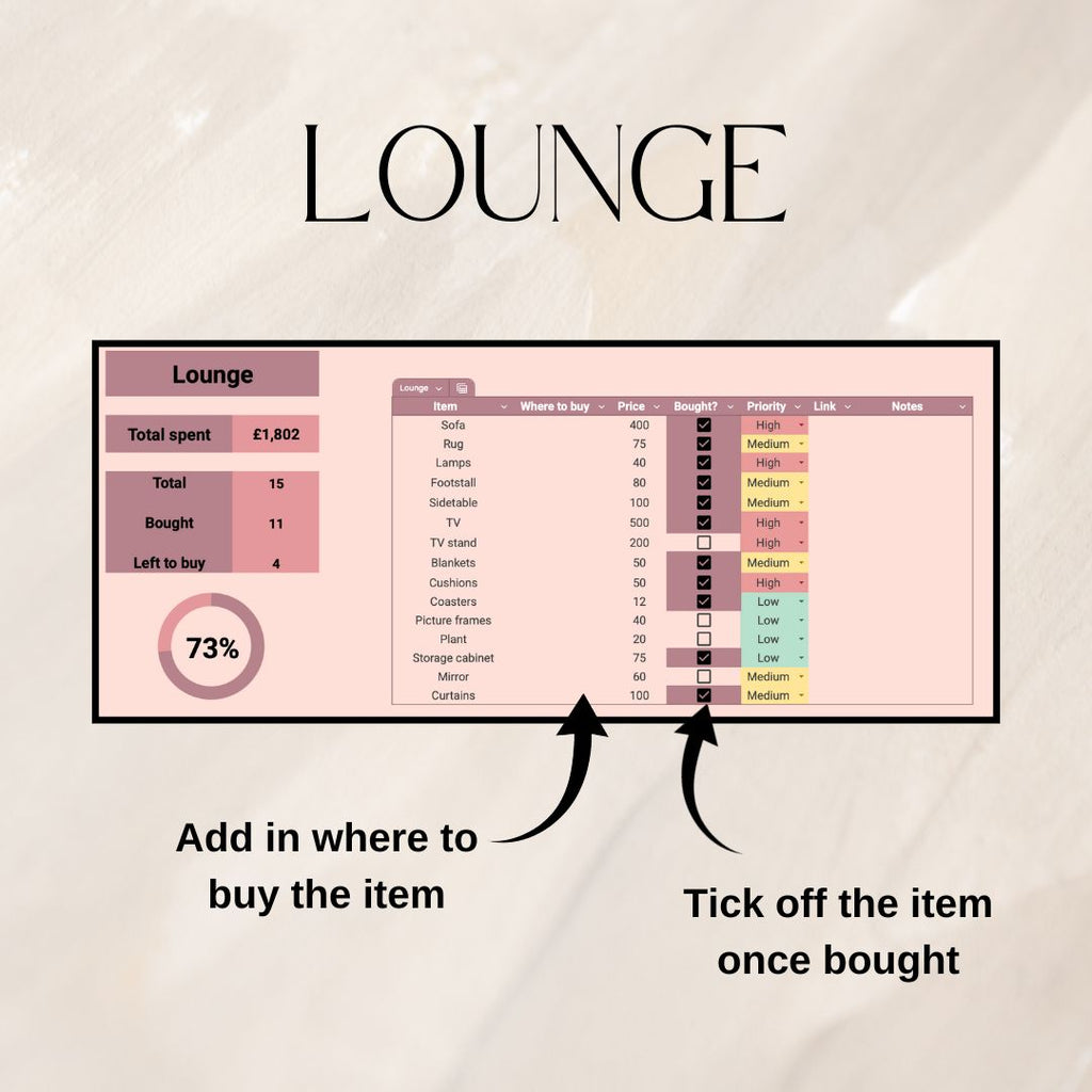 House Item Checklist | Google Sheets Spreadsheet
