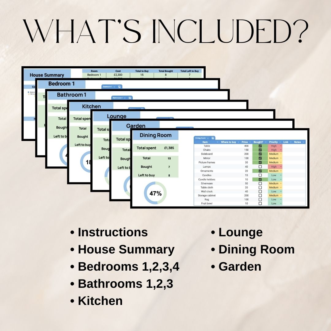 House Item Checklist | Google Sheets Spreadsheet