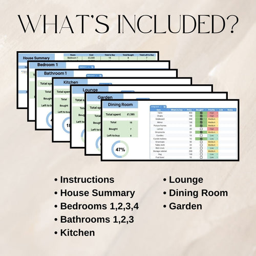 House Item Checklist | Google Sheets Spreadsheet
