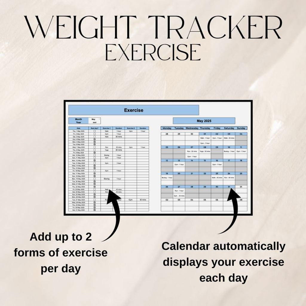 Blue Fitness Tracker Spreadsheet Bundle | Google Sheets Spreadsheet