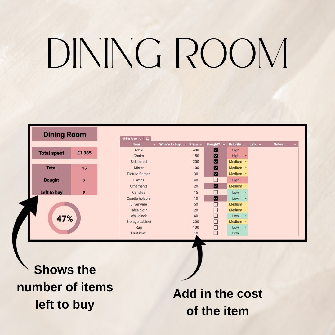 House Item Checklist | Google Sheets Spreadsheet
