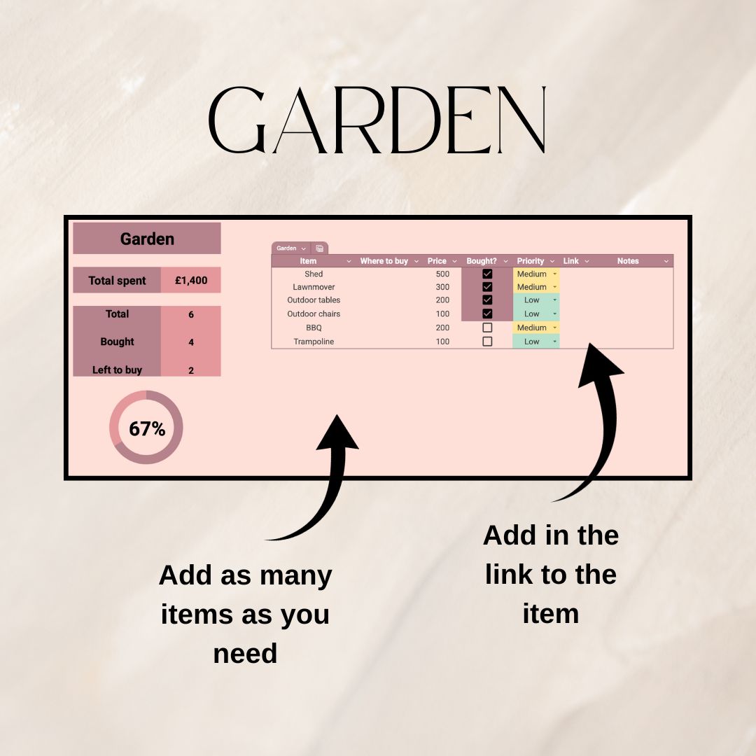House Item Checklist | Google Sheets Spreadsheet