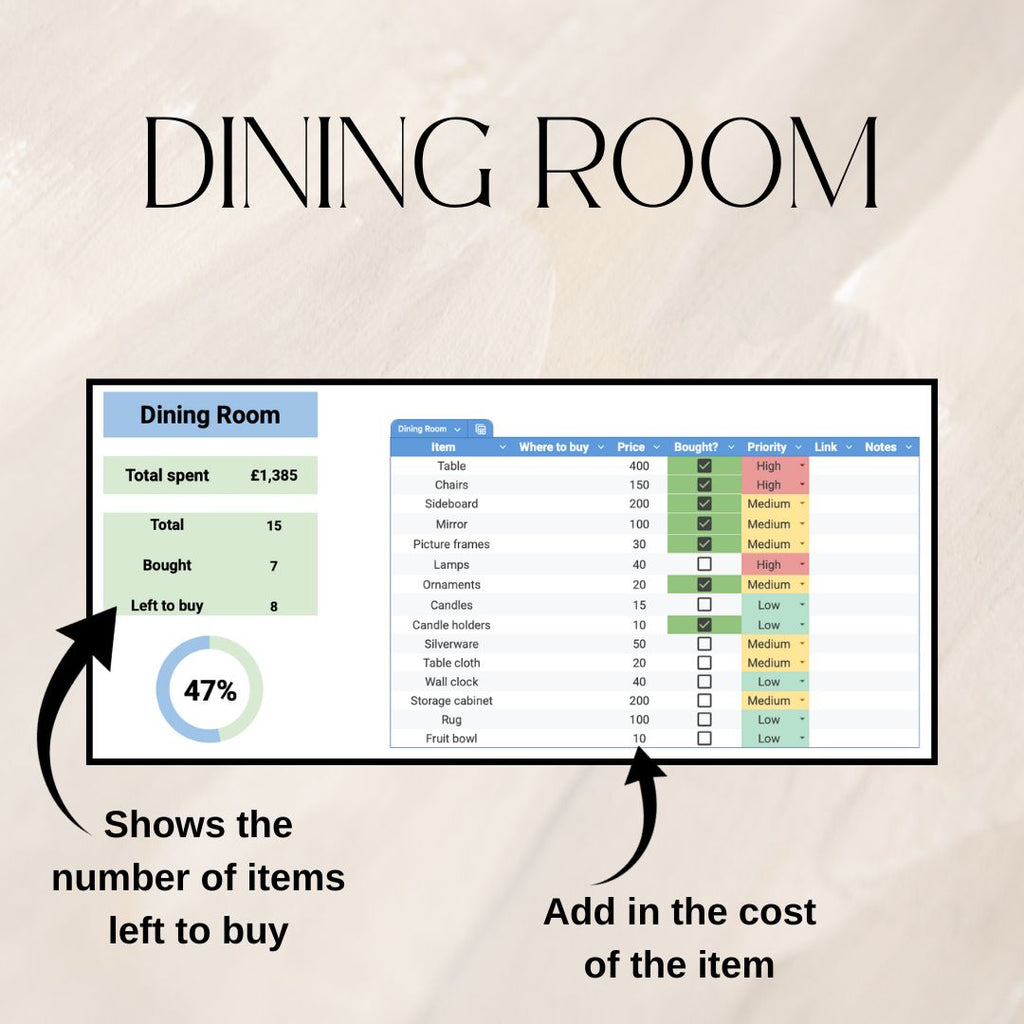 House Item Checklist | Google Sheets Spreadsheet