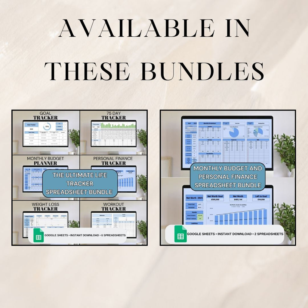 Blue Monthly Budget Planner | Google Sheets Spreadsheet