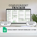Green Couples Monthly Budget Tracker | Google Sheets Spreadsheet