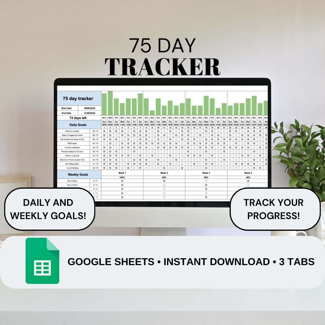 75 Day Tracker | Google Sheets Spreadsheet