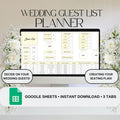 Yellow Wedding Guest List Planner & Seating Plan | Google Sheets Spreadsheet