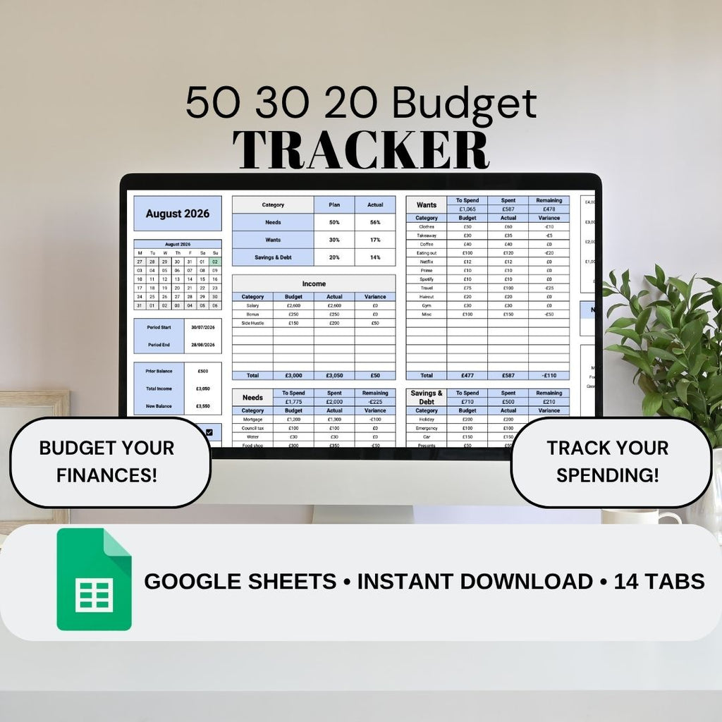 50 30 20 Budget Tracker | Google Sheets Spreadsheet