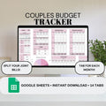 Pink Couples Monthly Budget Tracker | Google Sheets Spreadsheet