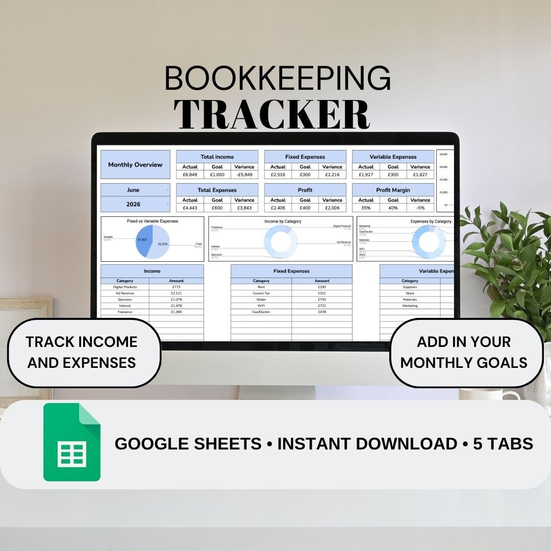 Bookkeeping Tracker | Google Sheets Spreadsheet