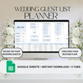 Blue Wedding Guest List Planner & Seating Plan | Google Sheets Spreadsheet