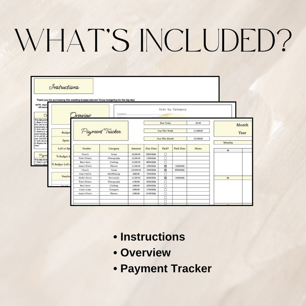 Yellow Wedding Budget Planner | Google Sheets Spreadsheet