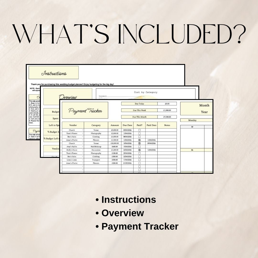 Yellow Wedding Budget Planner | Google Sheets Spreadsheet