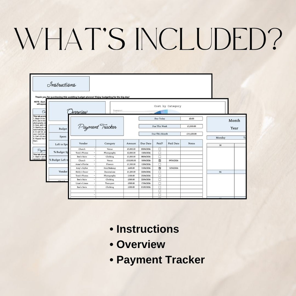 Blue Wedding Budget Planner | Google Sheets Spreadsheet