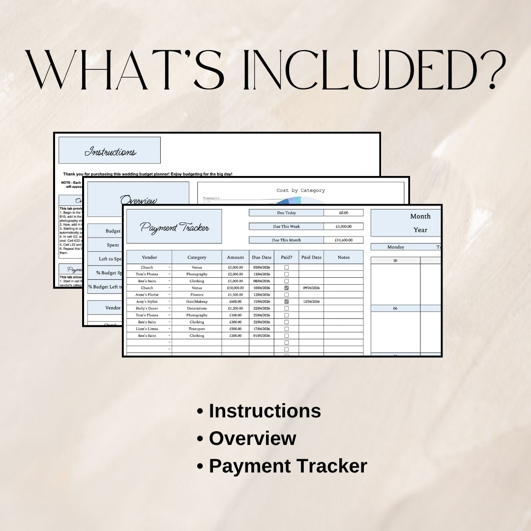 Blue Wedding Budget Planner | Google Sheets Spreadsheet