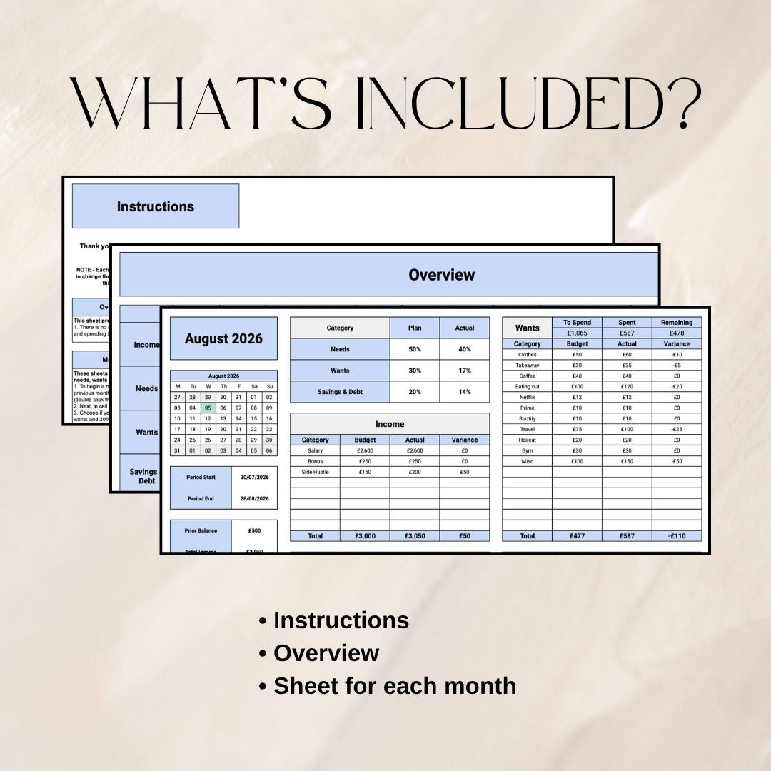 50 30 20 Budget Tracker | Google Sheets Spreadsheet
