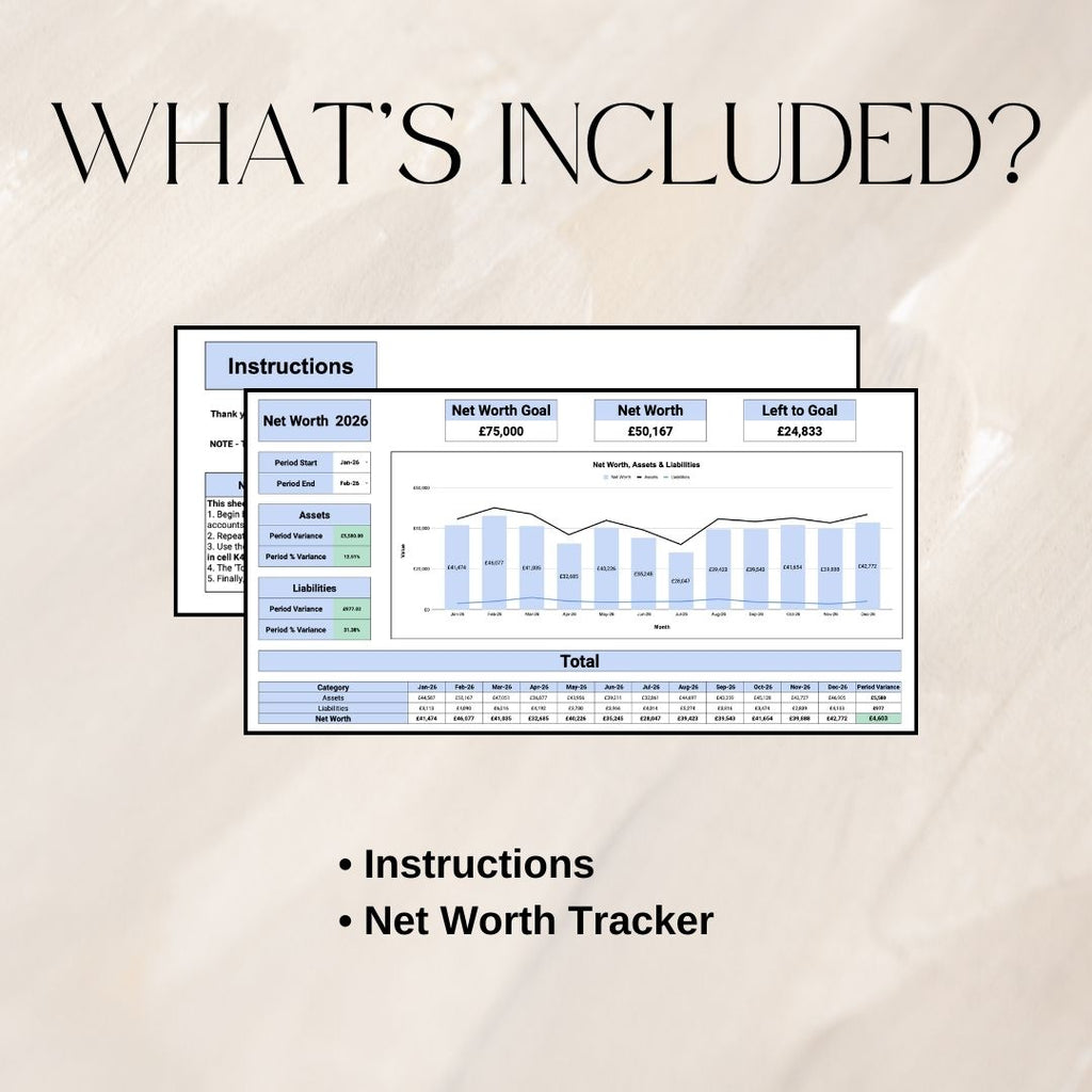 Blue Net Worth Tracker | Google Sheets Spreadsheet