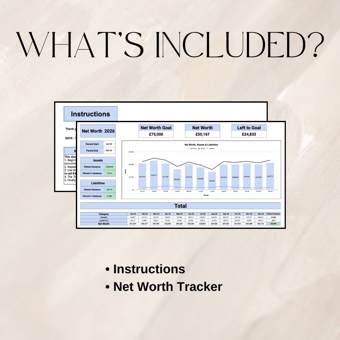 Blue Net Worth Tracker | Google Sheets Spreadsheet