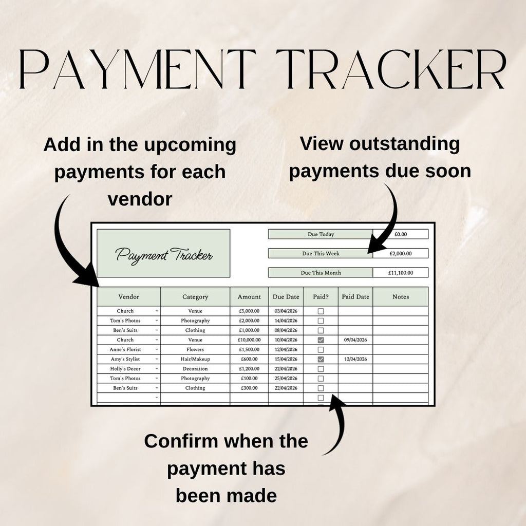 Green Wedding Budget Planner | Google Sheets Spreadsheet