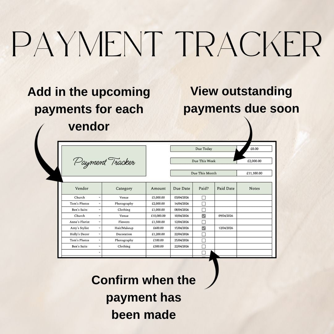 Green Wedding Budget Planner | Google Sheets Spreadsheet