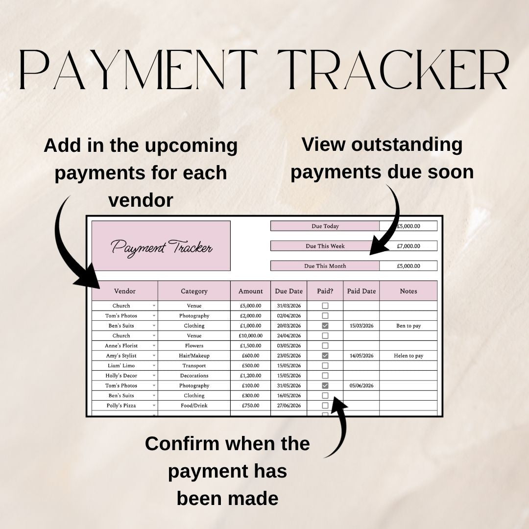 Pink Wedding Budget Planner | Google Sheets Spreadsheet