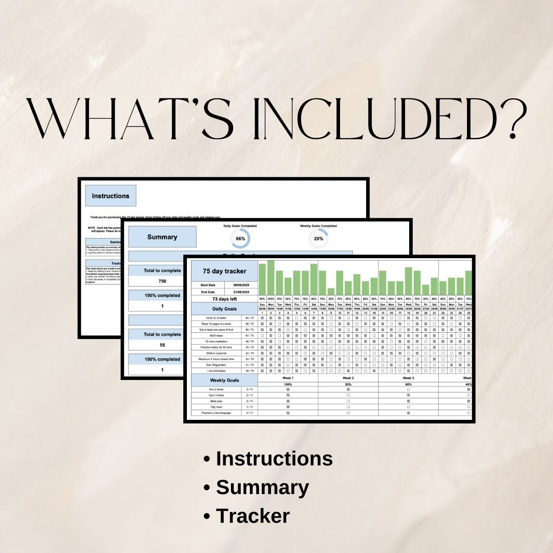 75 Day Tracker | Google Sheets Spreadsheet