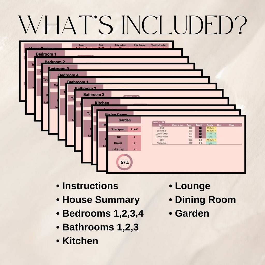 House Item Checklist | Google Sheets Spreadsheet