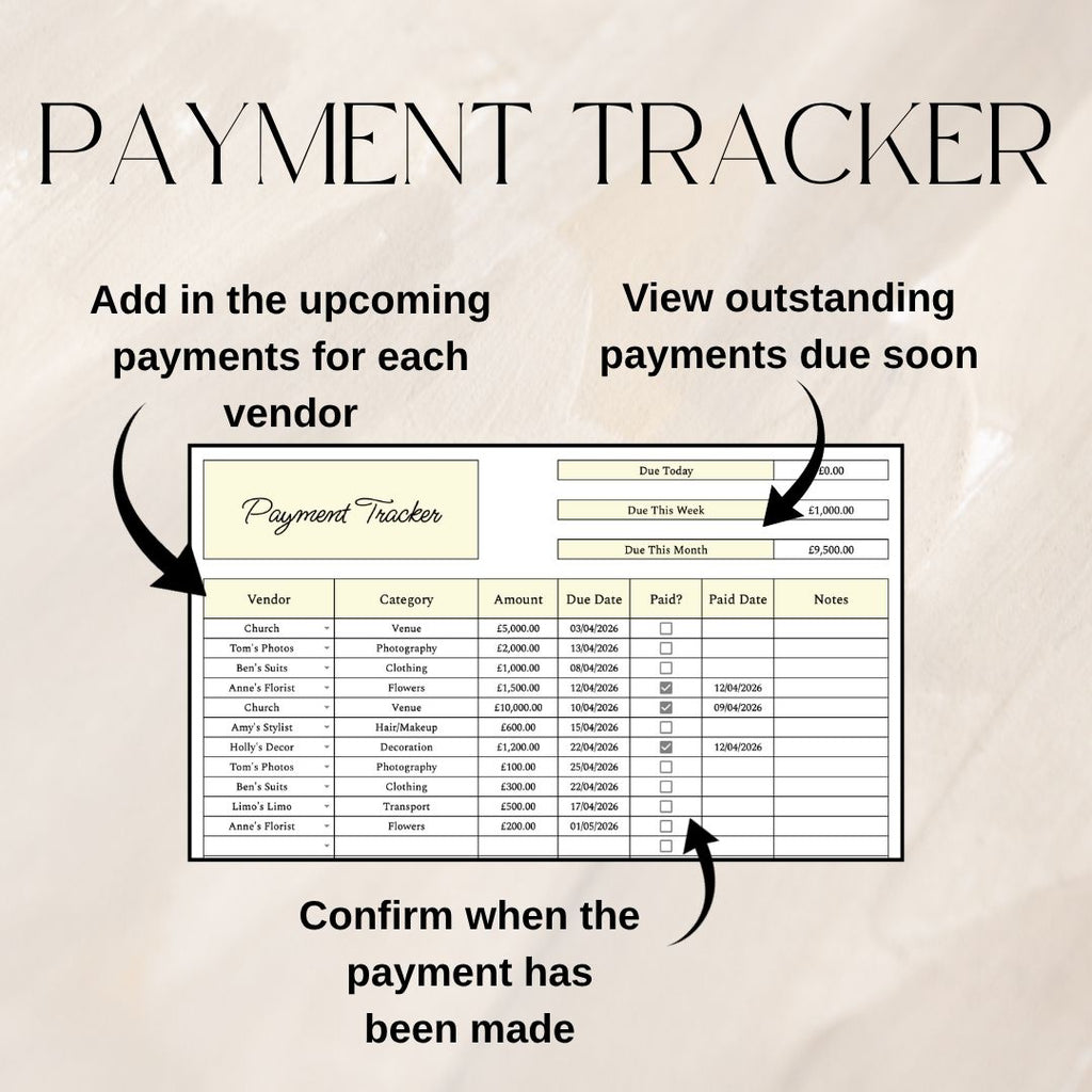 Yellow Wedding Budget Planner | Google Sheets Spreadsheet