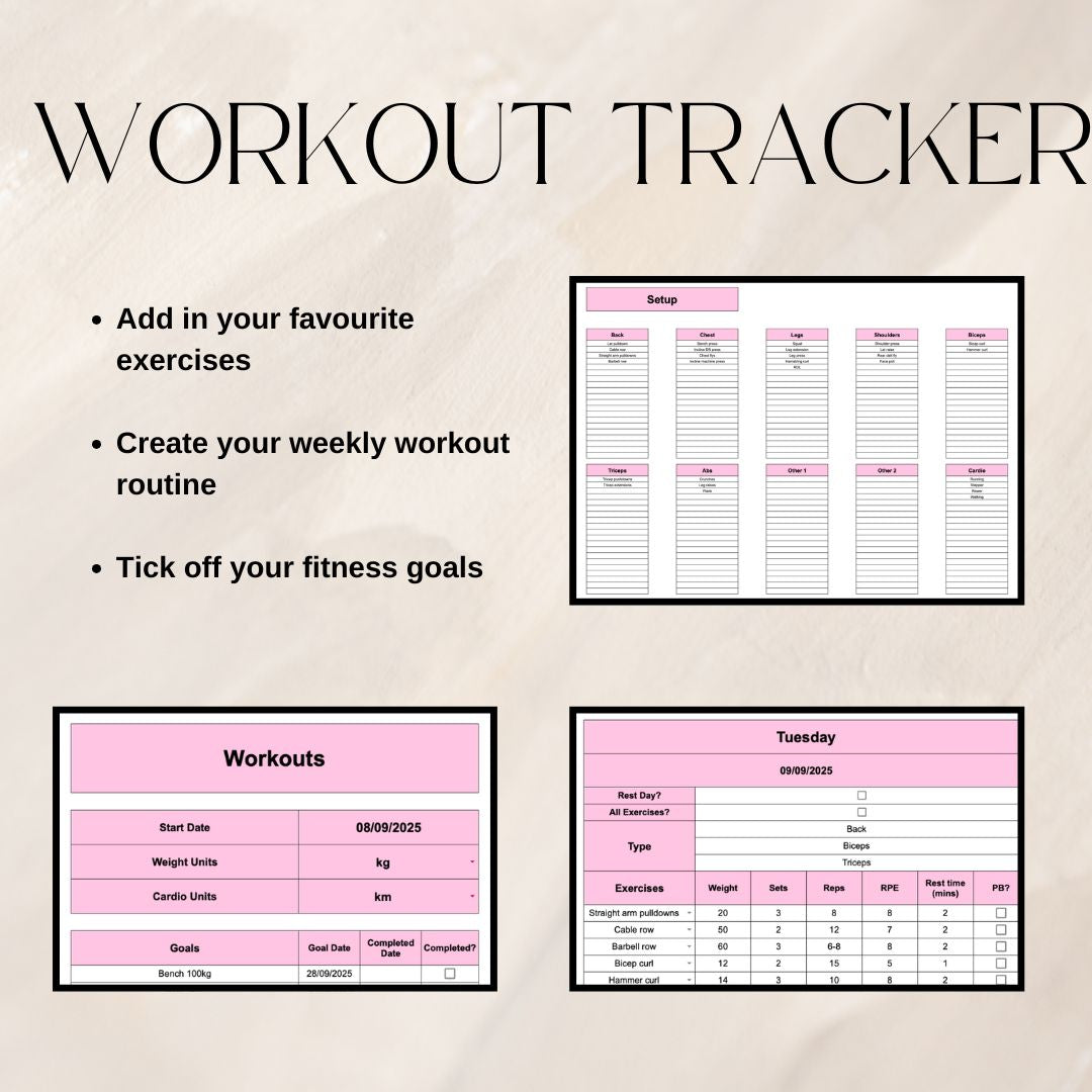 The Ultimate Pink Life Tracker Spreadsheet Bundle | Google Sheets Spreadsheet