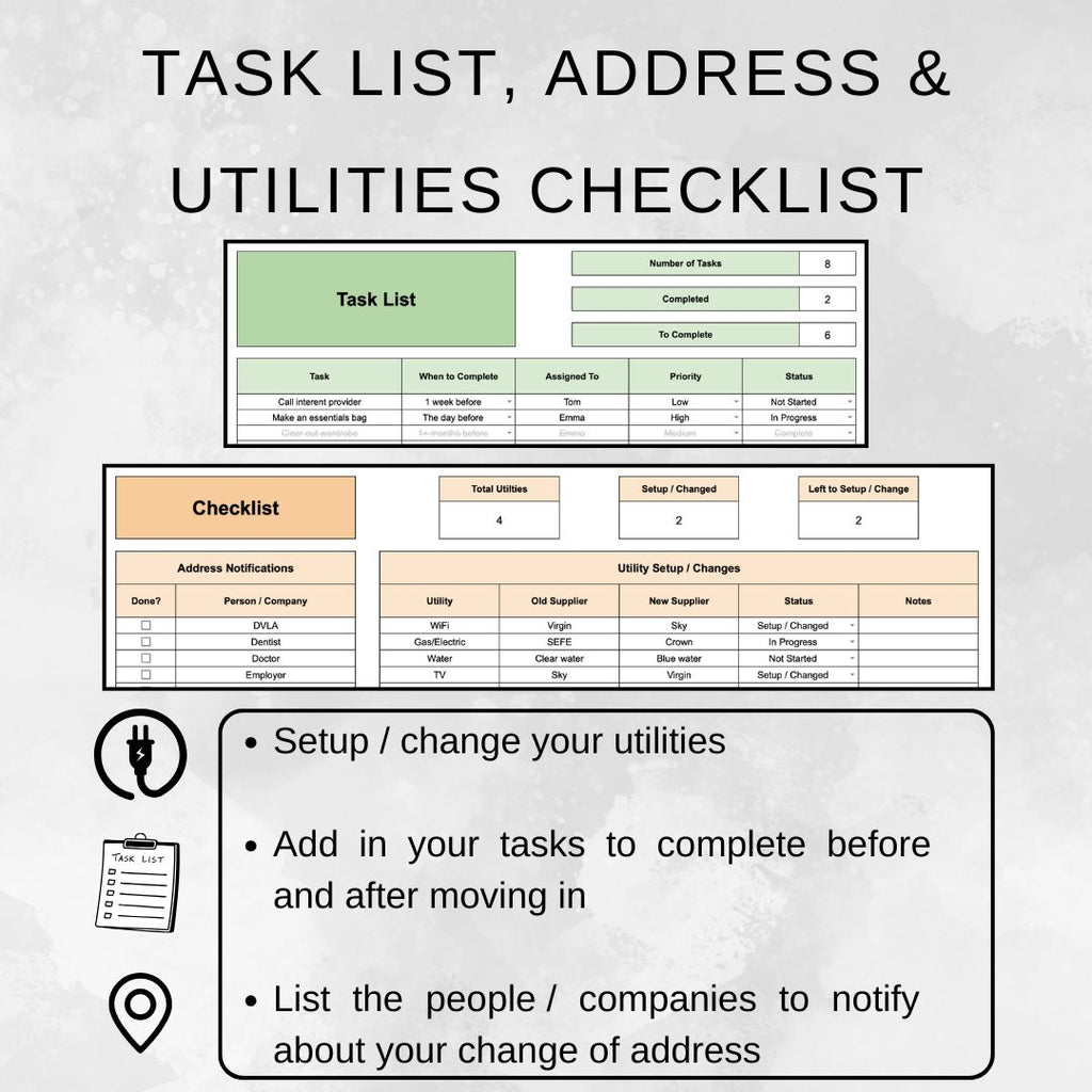 Moving Planner | Google Sheets Spreadsheet