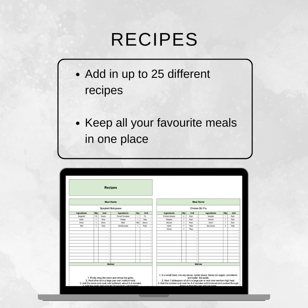 Weekly Meal Planner | Google Sheets Spreadsheet