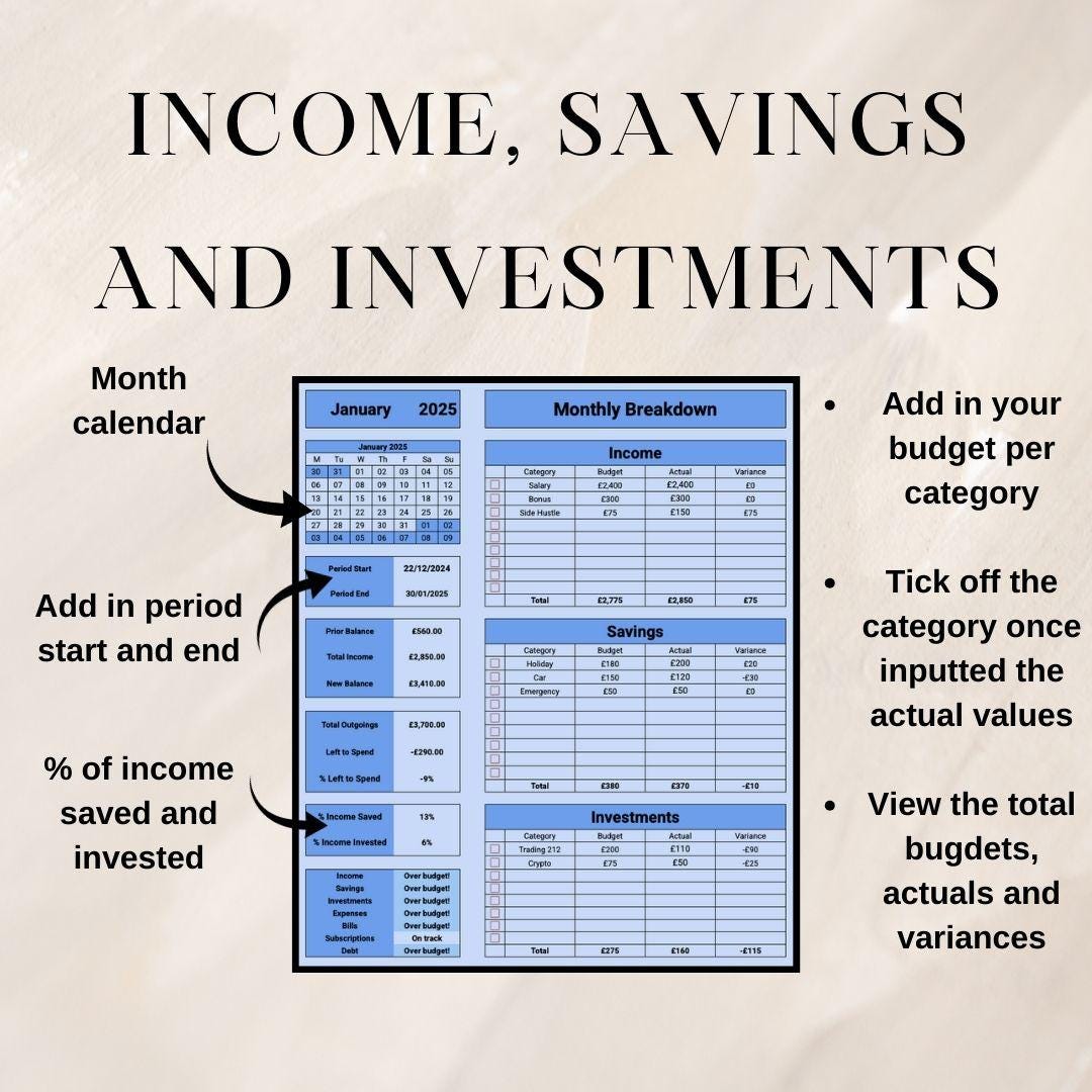Blue Monthly Budget Planner | Google Sheets Spreadsheet