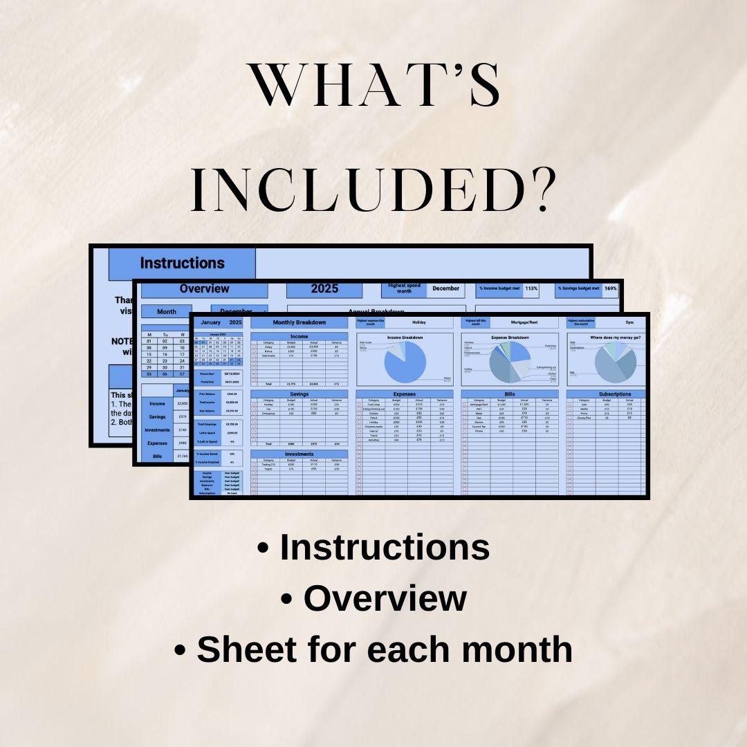 Blue Monthly Budget Planner | Google Sheets Spreadsheet