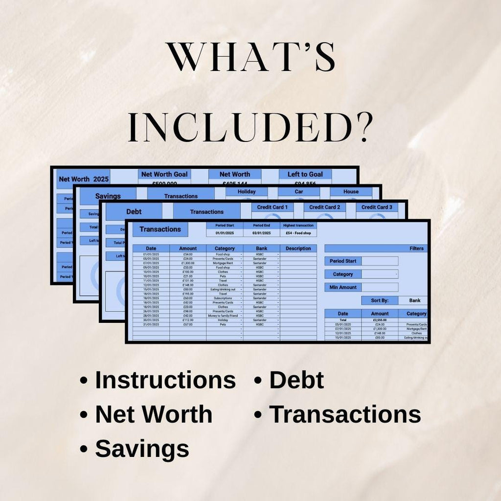 Blue Personal Finance Tracker |  Google Sheets Spreadsheet
