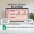 Monthly Budget Planner | Google Sheets Spreadsheet
