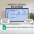 Blue Monthly Budget Planner | Google Sheets Spreadsheet