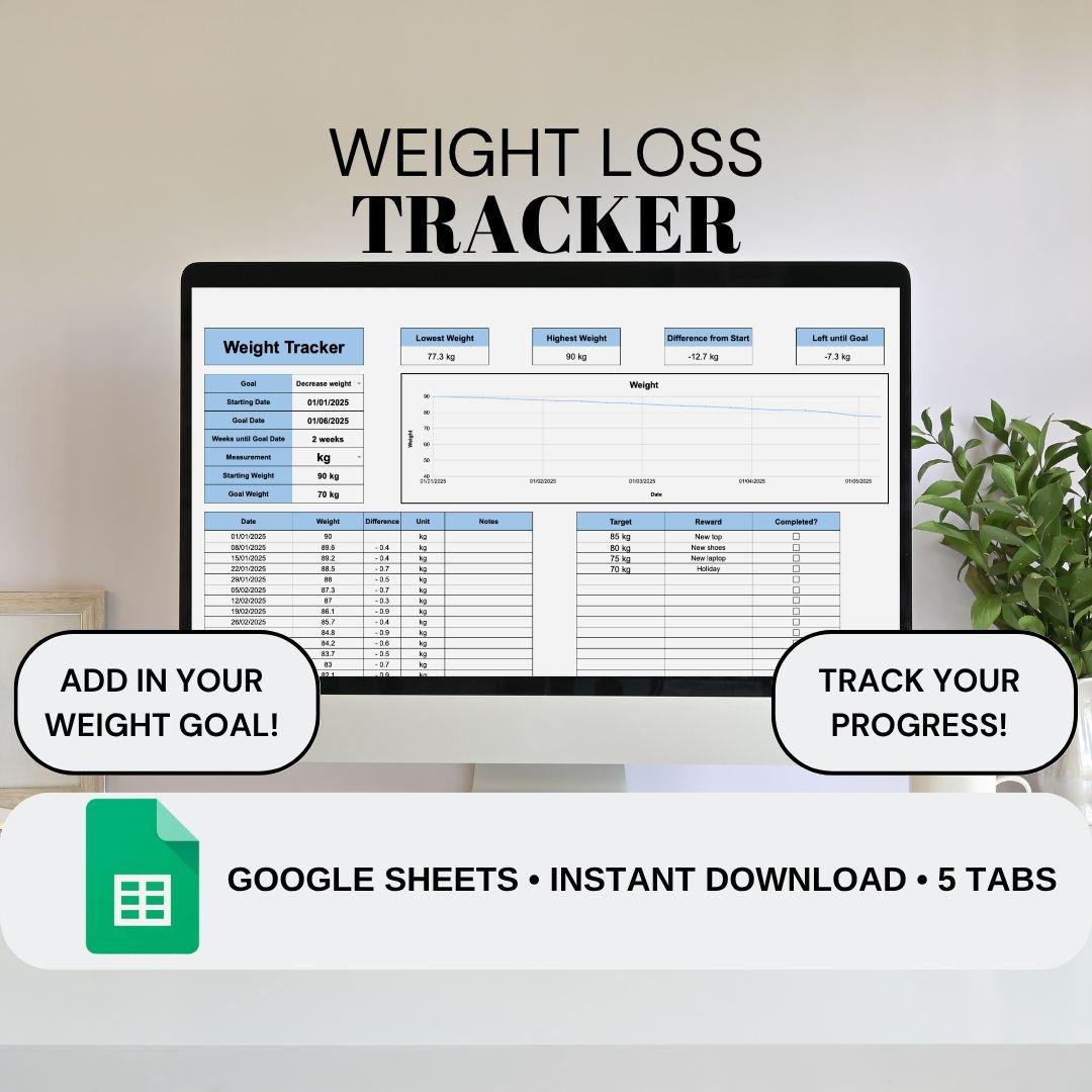 Blue Weight Loss Tracker | Google Sheets Spreadsheet
