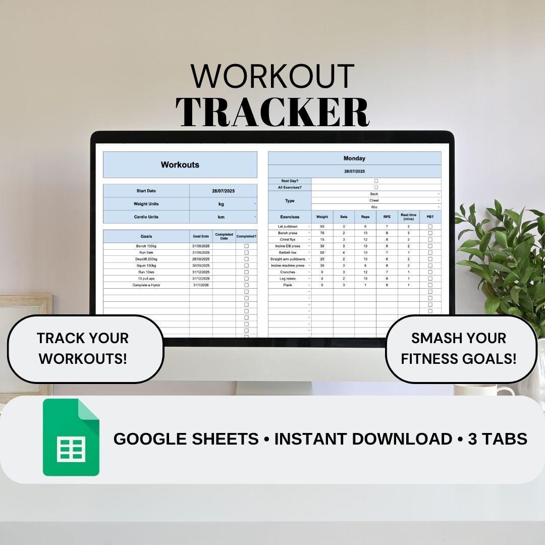 Blue Workout Tracker | Google Sheets Spreadsheet
