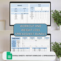 Blue Fitness Tracker Spreadsheet Bundle | Google Sheets Spreadsheet