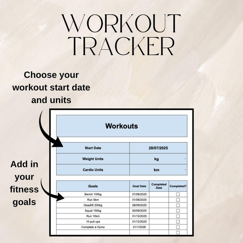 Blue Workout Tracker | Google Sheets Spreadsheet