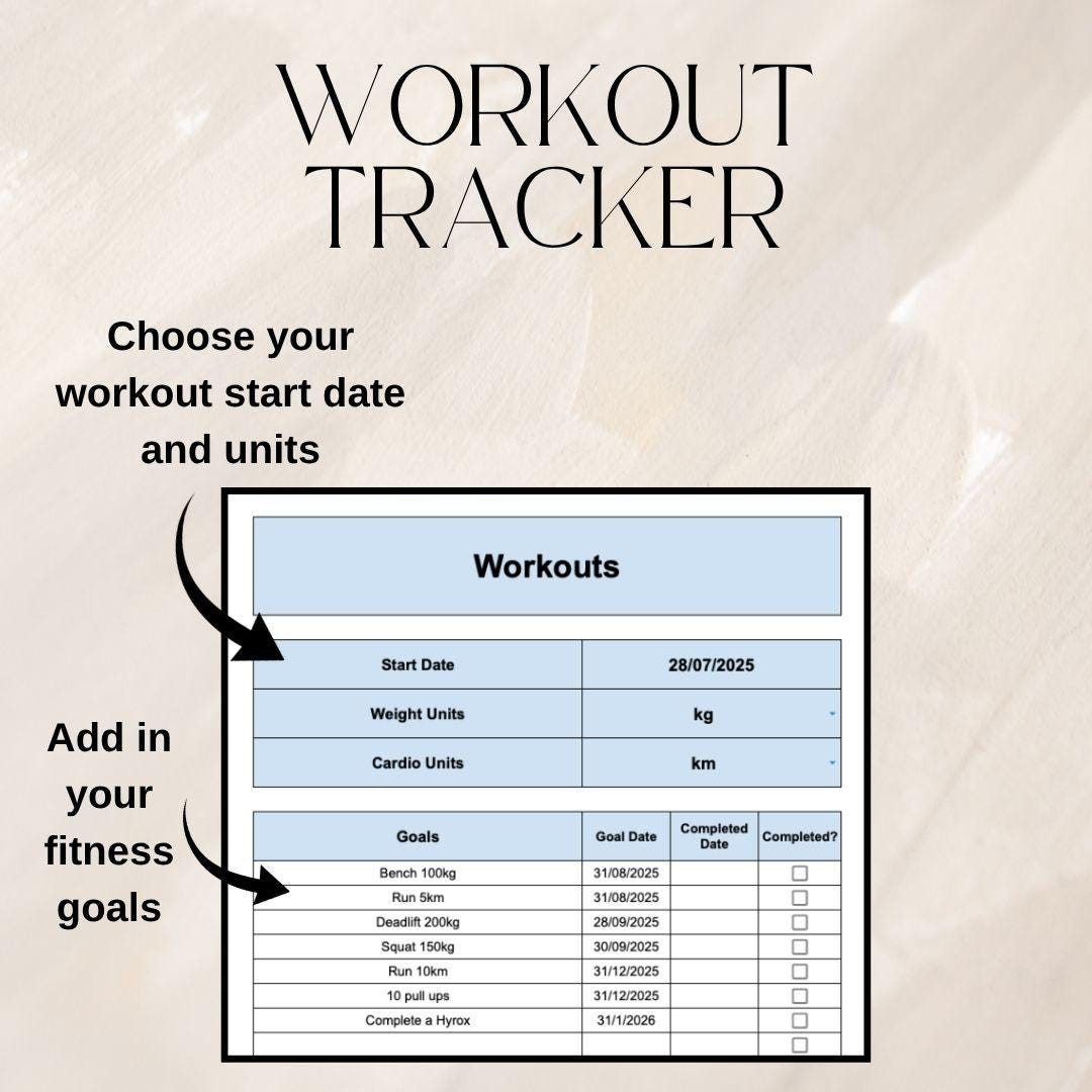 Blue Workout Tracker | Google Sheets Spreadsheet
