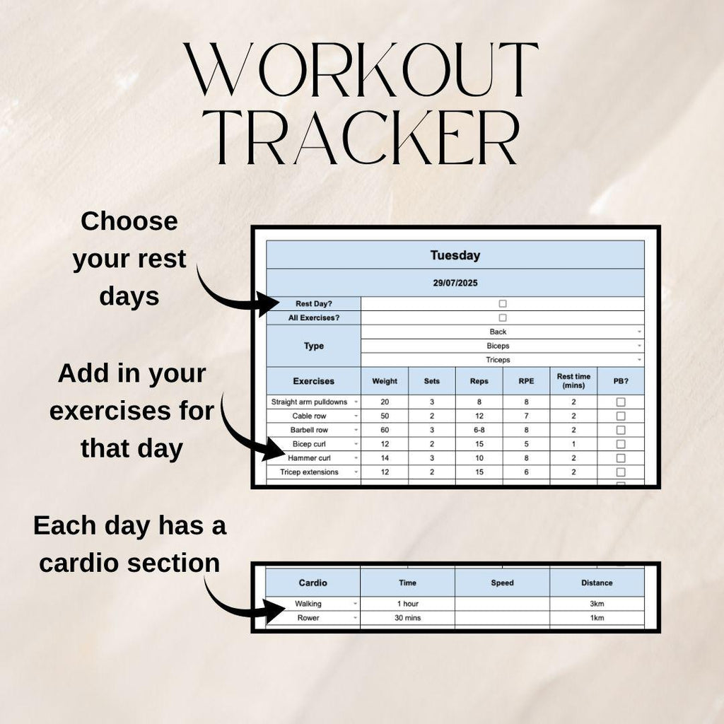 Blue Workout Tracker | Google Sheets Spreadsheet
