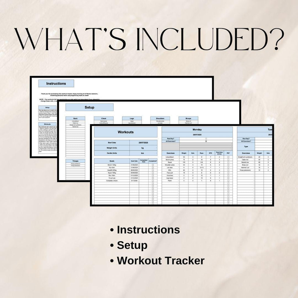 Blue Workout Tracker | Google Sheets Spreadsheet