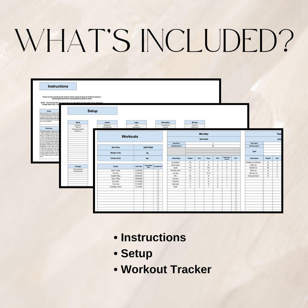 Blue Workout Tracker | Google Sheets Spreadsheet
