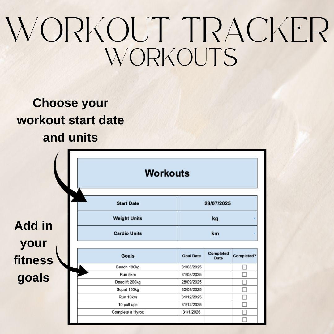 Blue Fitness Tracker Spreadsheet Bundle | Google Sheets Spreadsheet