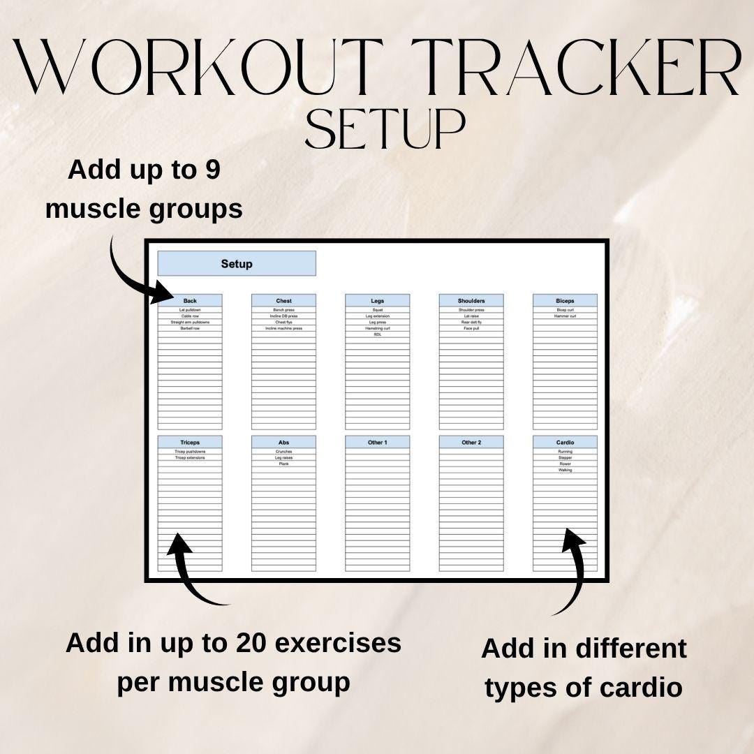 Blue Fitness Tracker Spreadsheet Bundle | Google Sheets Spreadsheet