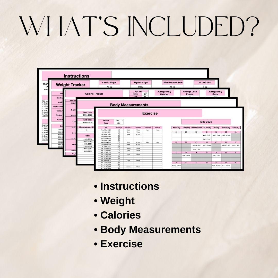 Pink Weight Loss Tracker | Google Sheets Spreadsheet