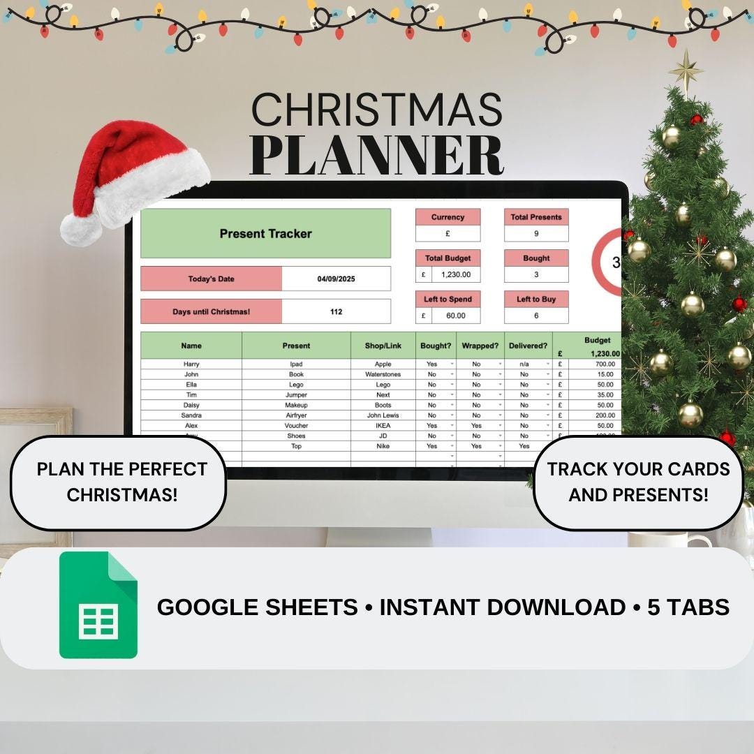Christmas Planner | Google Sheets Spreadsheet