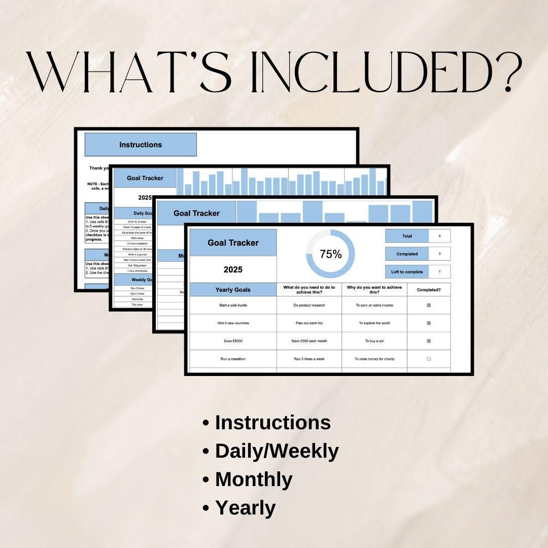 Blue Goal Tracker | Google Sheets Spreadsheet